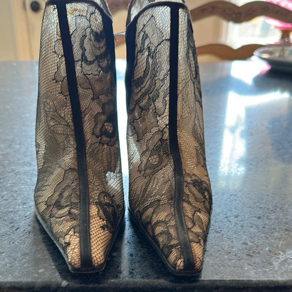 Rene Caovilla Black Lace Ankle Booties